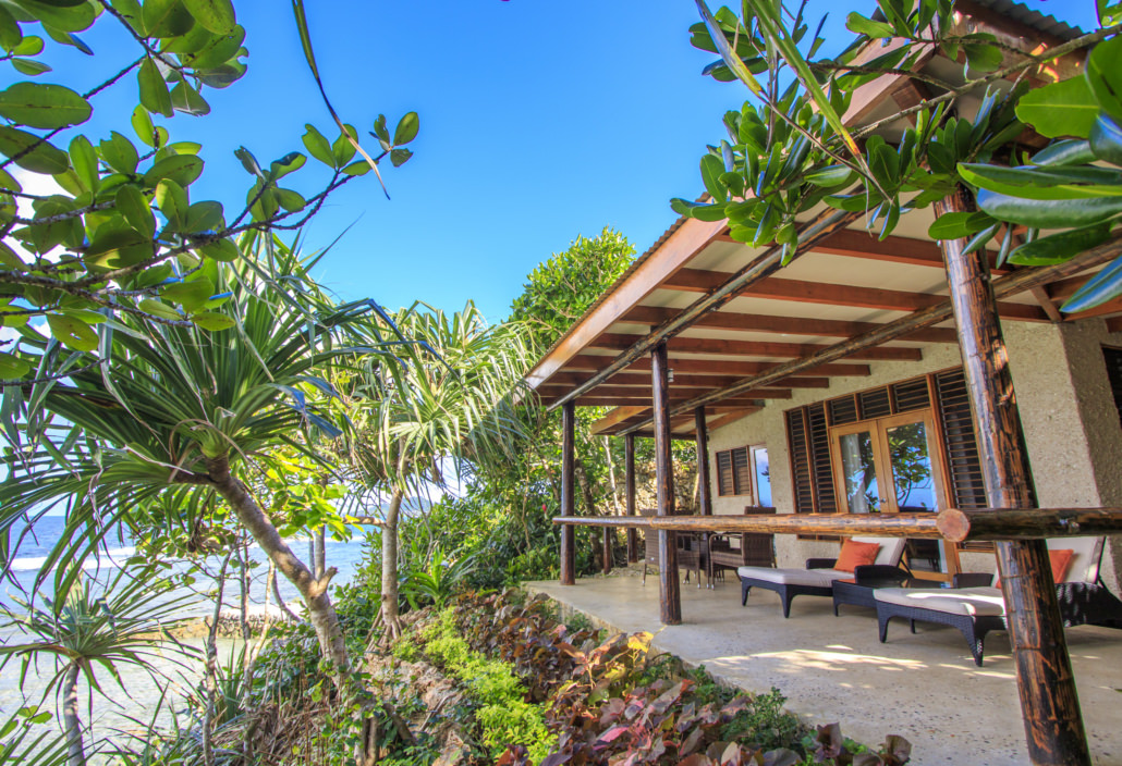 patio of luxury fiji villa overlooking ocean