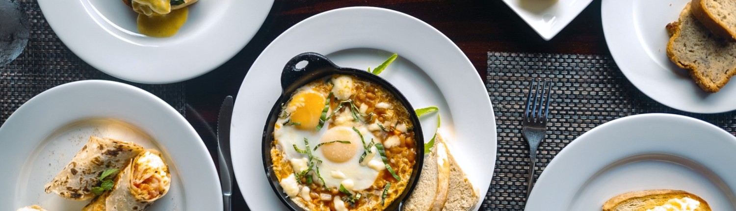 spread of breakfast food